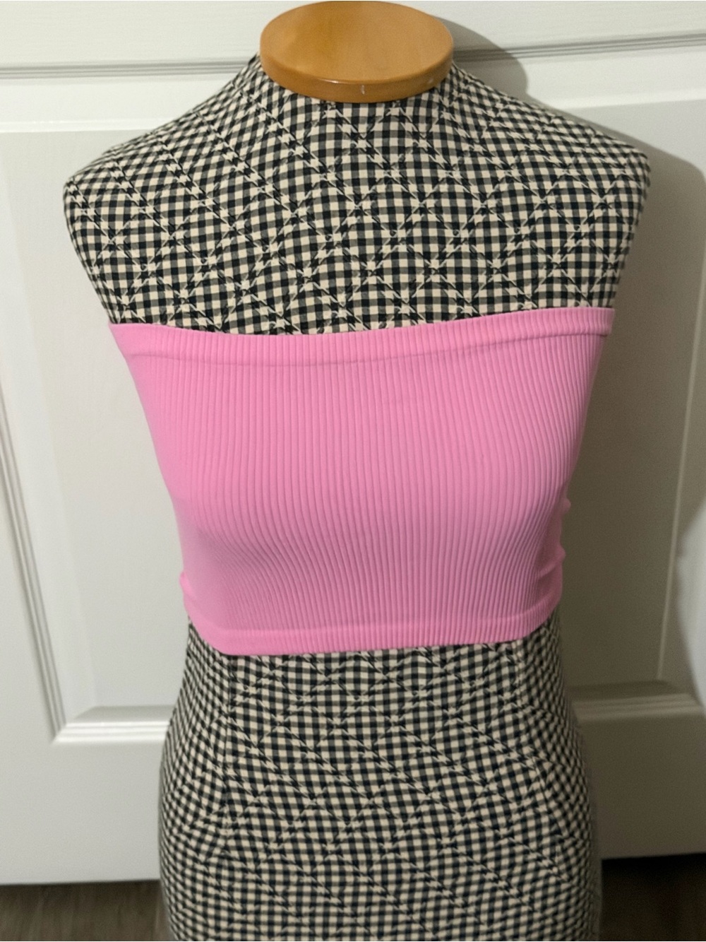 Pink Ribbed Bandeau